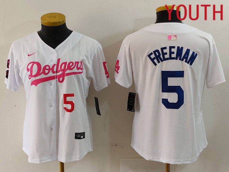 Youth Los Angeles Dodgers 5 Freeman White joint name 2024 Nike MLB Jersey style 9123